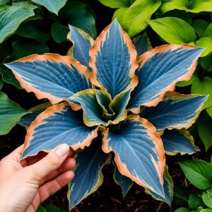 Хоста Океан Вью купить по цене от 960р. в интернет-магазине «Посадика» с доставкой почтой в в Лахденпохьяе и по всей России – [изображение №1].