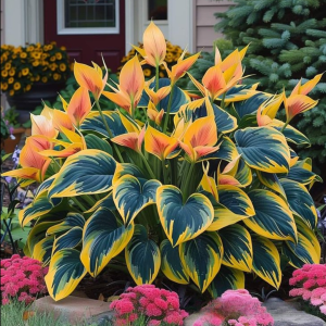 Хоста Флейм Данс купить по цене от 650р. в интернет-магазине «Посадика» с доставкой почтой в в Лахденпохьяе и по всей России – [изображение №1].